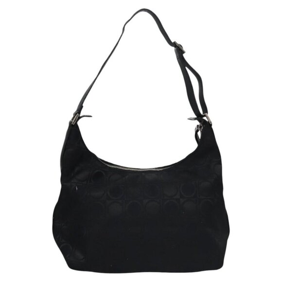 Salvatore Ferragamo Gancini Shoulder Bag Canvas Black Silver Auth bs23336 - Picture 3 of 16